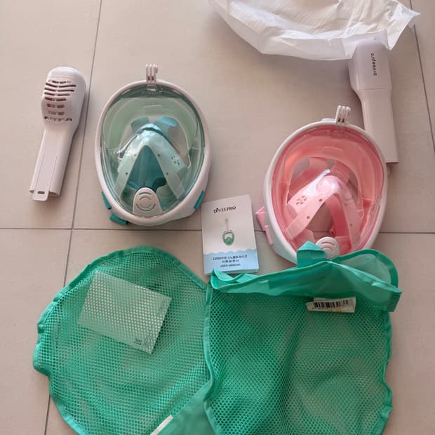 다이브프로 스노쿨링 마스크 새상품급 2개 XL 핑크 그린