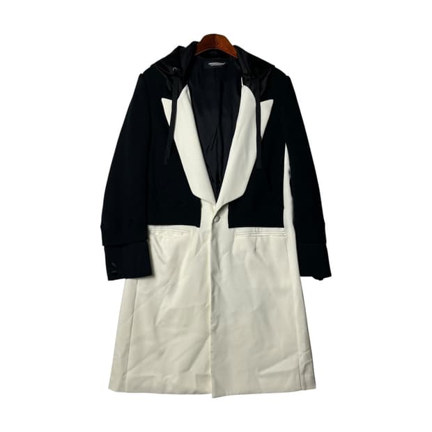 [UNDERCOVER] 언더커버 후디 레이어드 하프앤하프 울 코트