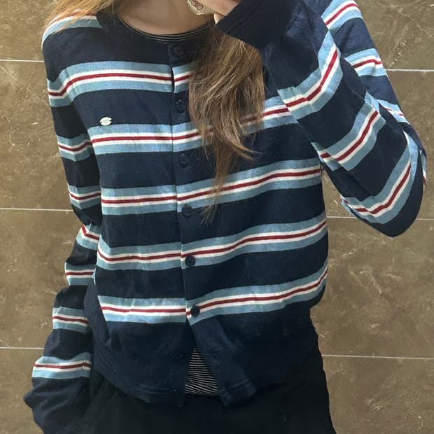 제너럴 아이디어 울혼방 스트라이프 가디건