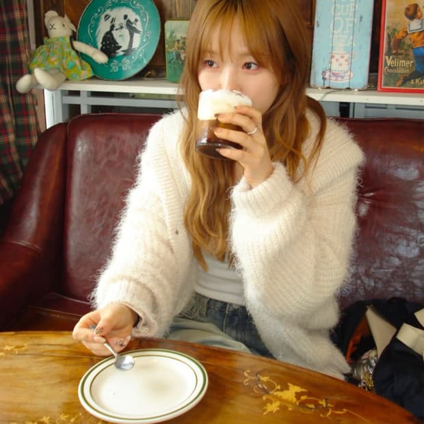 아워캐비넷 니트 후드 가디건 leaf hoodie cardigan