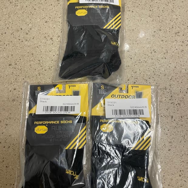 [S] 비브람 파이브핑거스 양말 블랙 3개 새상품 일괄 판매