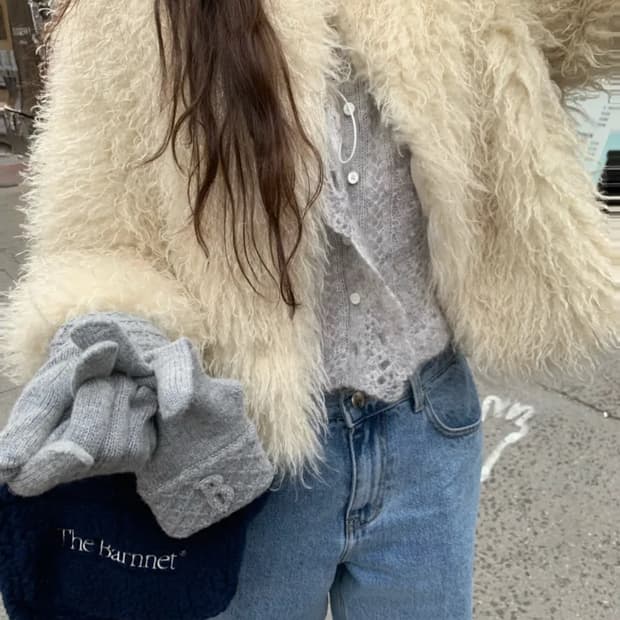 더바넷 헤어리 퍼자켓 / 구매가 158,000