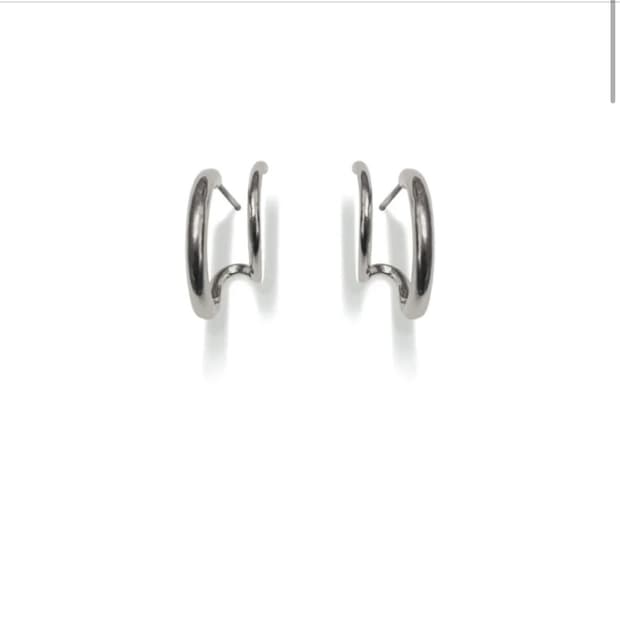 콜드프레임 faux double gold hoops
