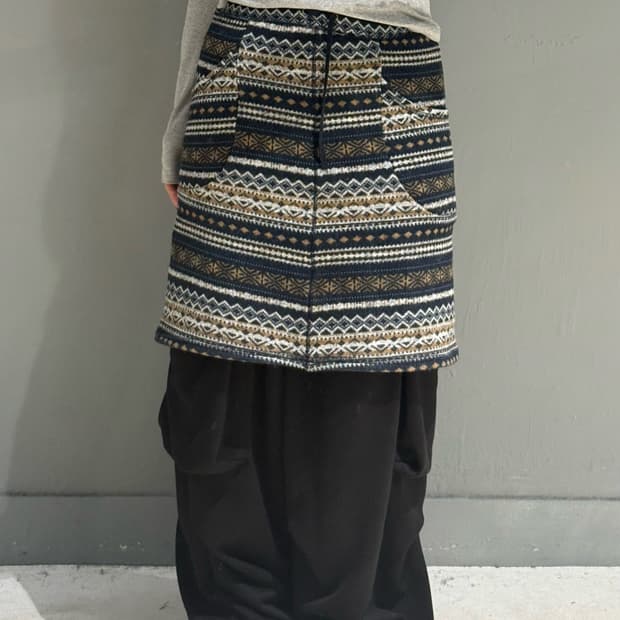 ethnic pattern pocket midi skirt