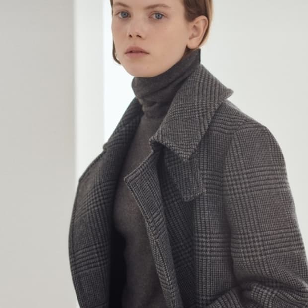 닐바이피 스탠다드 체크 더블 코트_32사이즈