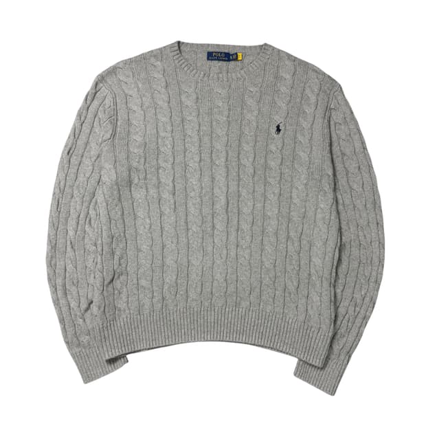폴로 랄프로렌 QR라벨 케이블 니트 그레이
