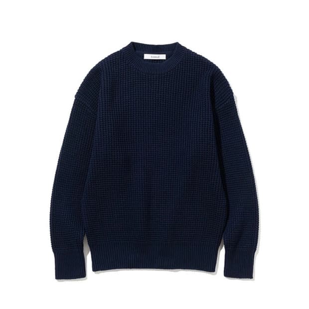 [니티드XKKST] 소프트코튼 헤비 와플 니트 NAVY