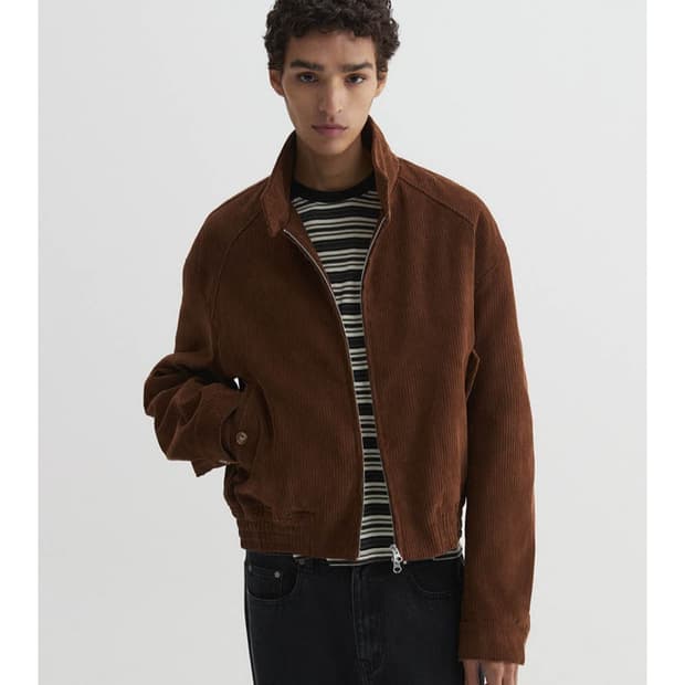 디앤에스알 코듀로이 해링턴 자켓 브라운 M 사이즈