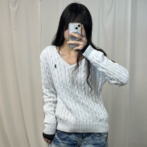 Polo White Cable Knit