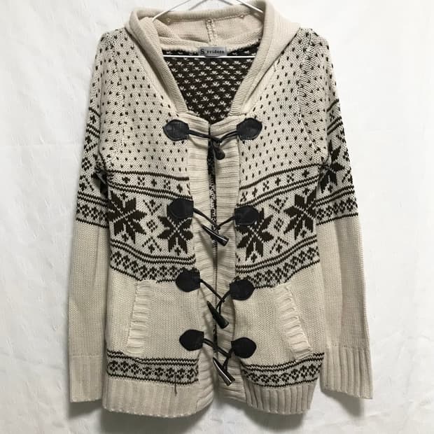 빈티지 니혼진 너드 모리 노르딕 후드 니트 가디건