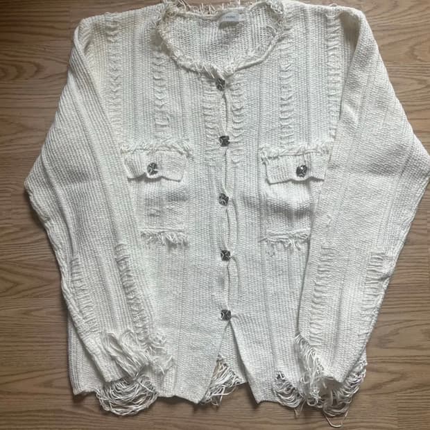 [NONE] 수입의류 그런지 디스트로이드 트위드 니트 가디건