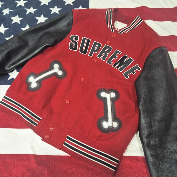 SUPREME 슈프림 치토 본 레더 바시티 자켓
