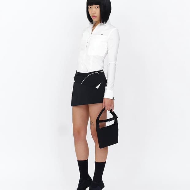 혜인서 패널드 로우라이즈 미니스커트 블랙