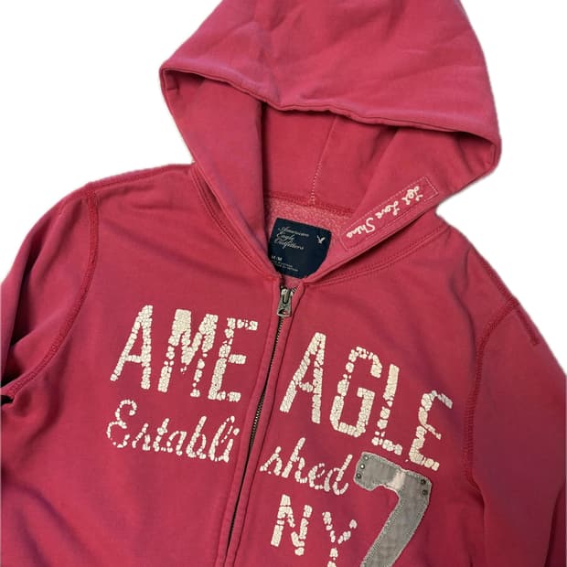 아메리칸이글 기모 후드집업 핑크 M