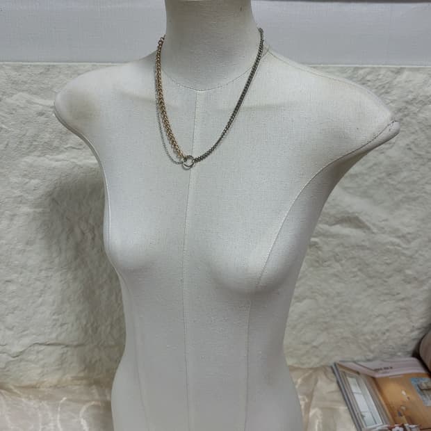 빈티지 ICNG 레이어드 쿠바체인 목걸이