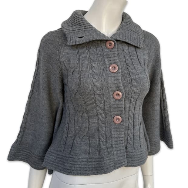 빈티지 그레이 플레어 모리 니트