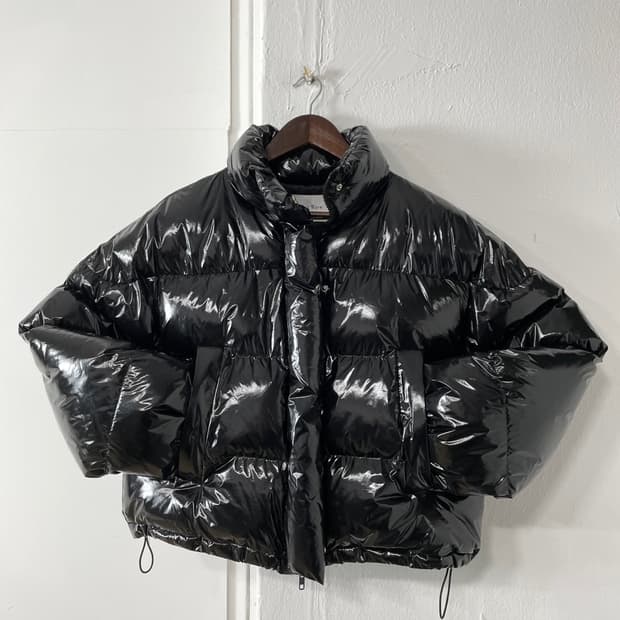 빈티지 유광 크롭 패딩