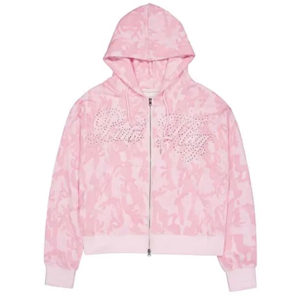 포어링 핑크 플래그 후드집업