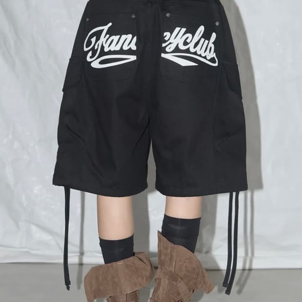 팬시클럽 카고 레터링 버뮤다 팬츠 (BLACK) F25QD8