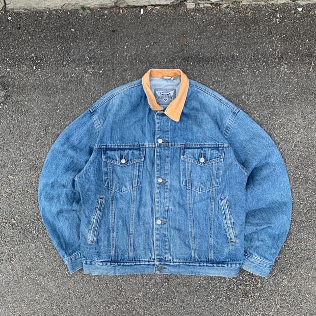 90s 아메리칸 빈티지 FLUID BLUES 데님 자켓 청자켓 XL
