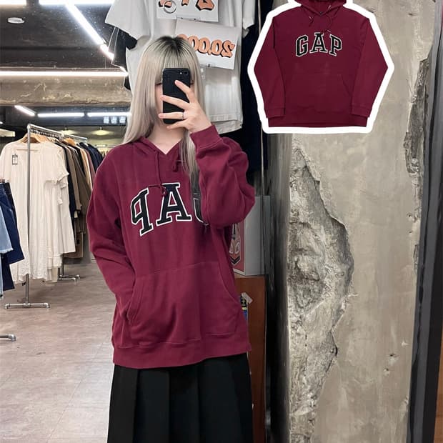 갭 기모 후드티 레드 M #csz3879 