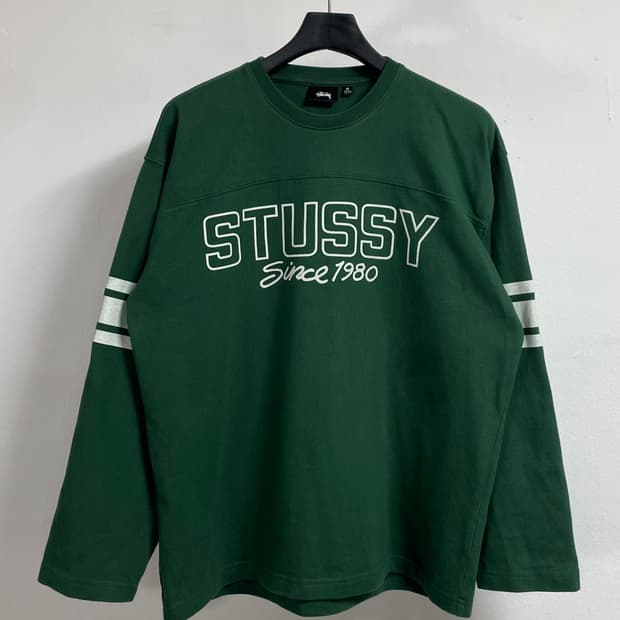 스투시 풋볼 크루 그린 롱슬리브 긴팔티 (on.610)   