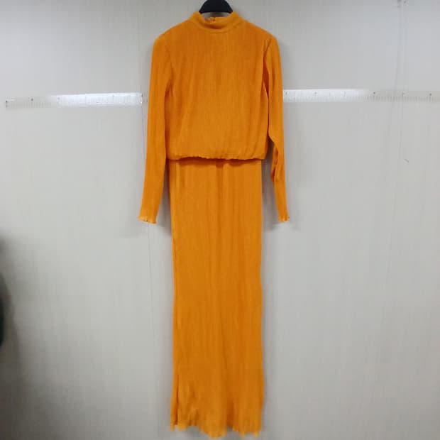 asos 주름 롱 원피스 오렌지