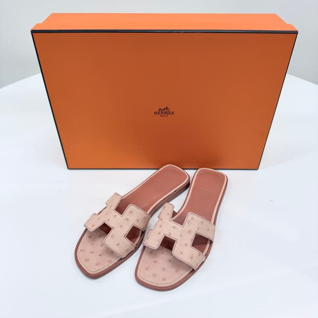 [S급/220] 에르메스 오란 오스트리치 여성 샌들 슬리퍼 로즈핑크
