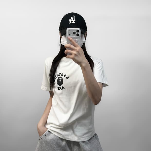베이프 컬러 카모 컬리지 ats 반팔티 화이트