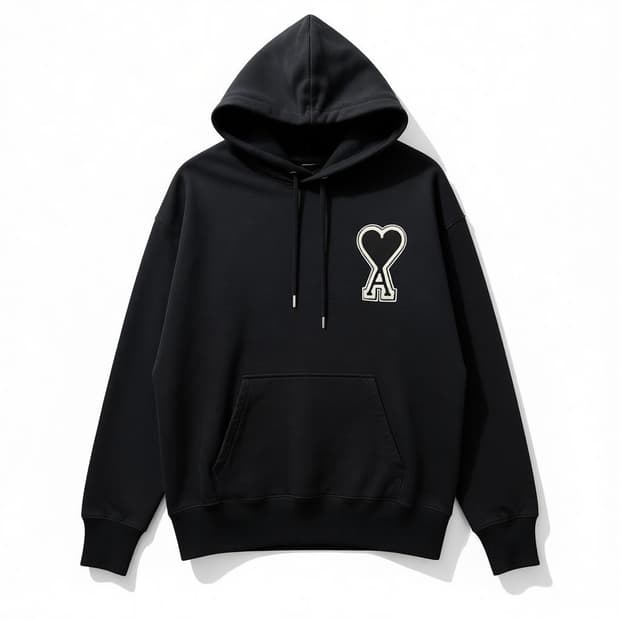 AMI 아미 하트 빅 로고 블랙 후드티 