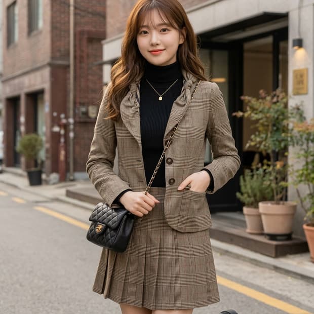 MOSCHINO 모스키노 칩앤시크 꼬임 넥 체크 자켓