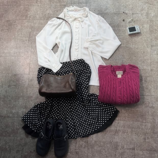 레이어드 도트 패턴 스커트