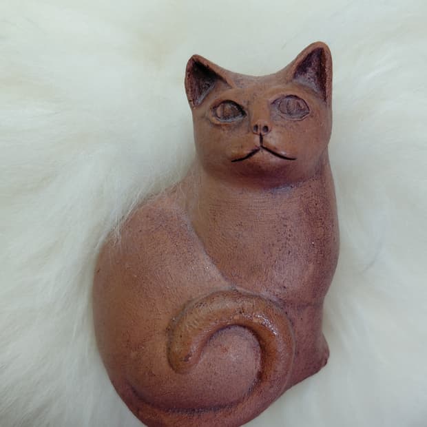 Vintage )빈티지 테라코타 고양이 인형 장식품