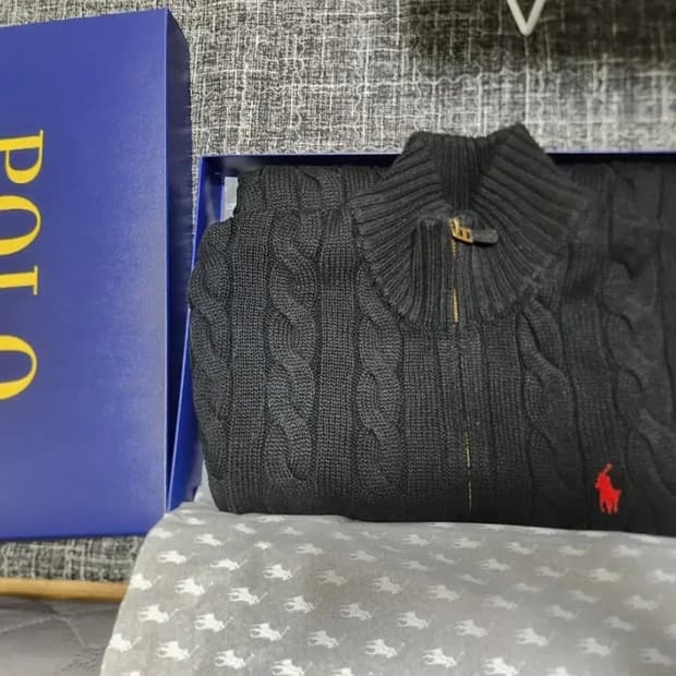 폴로 케이블 니트 집업 새상품 m