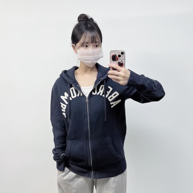 아베크롬비 아치 로고 후드집업 네이비