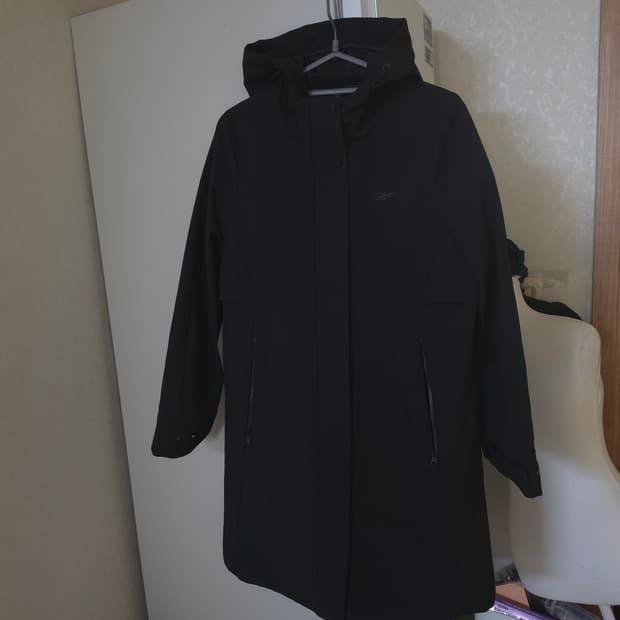 리복 블랙 후드 롱 자켓