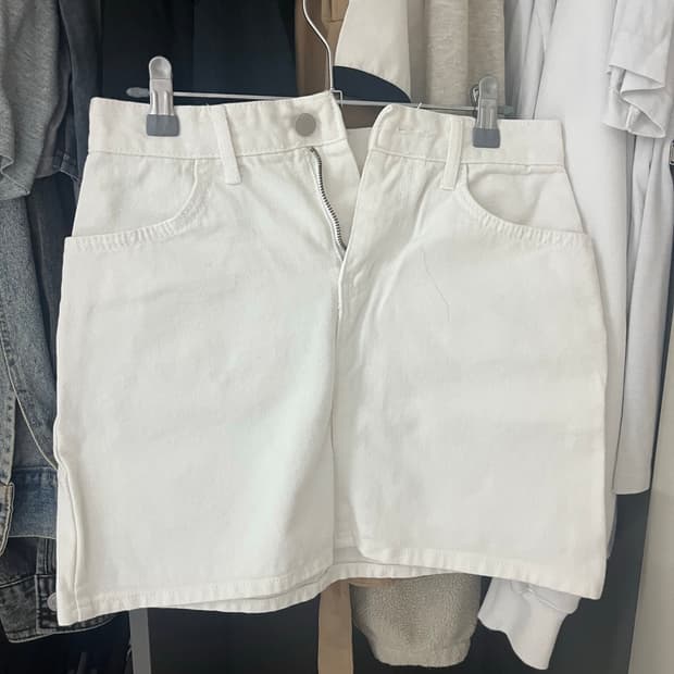화이트 데님 미니스커트 M
