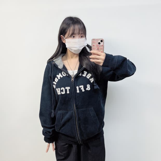 아베크롬비 아치 로고 후드집업 네이비