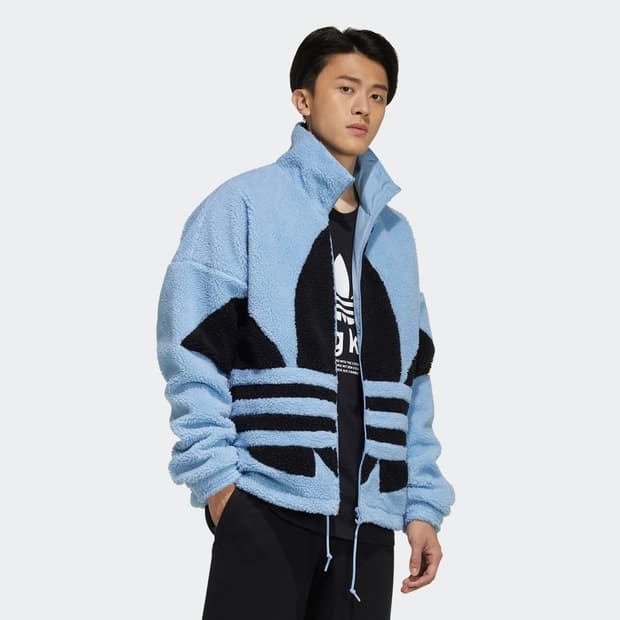 아디다스 털 뽀글이 후리스 집업 자켓 블루 S