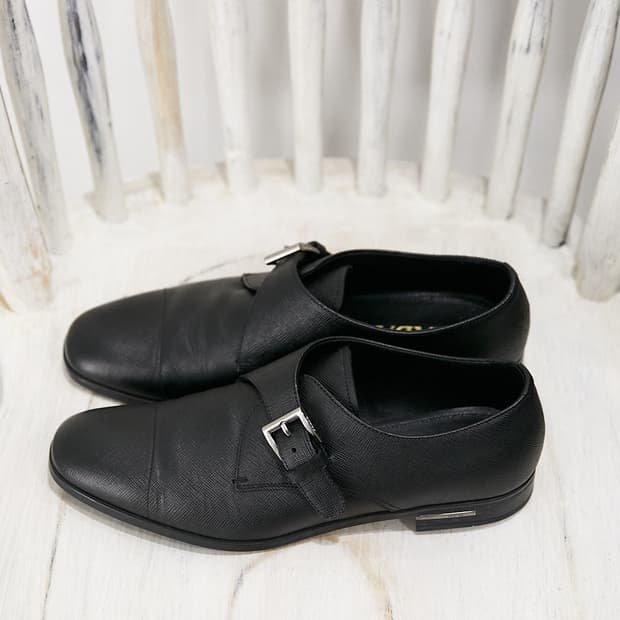 Saffiano Leather Monk Strap Shoes