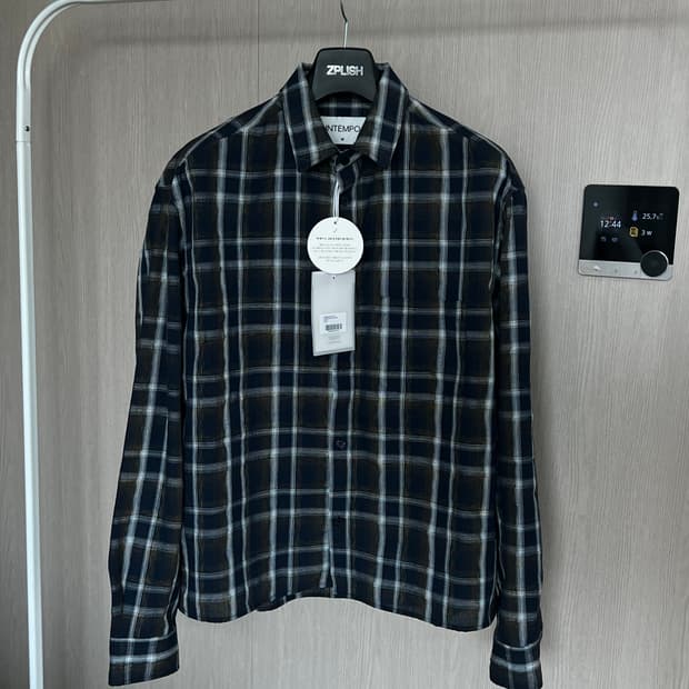 인템포무드 미드나잇 체크 크롭 셔츠 M사이즈 새상품