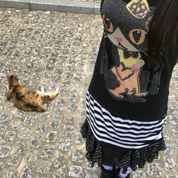 vintage cat beaded top