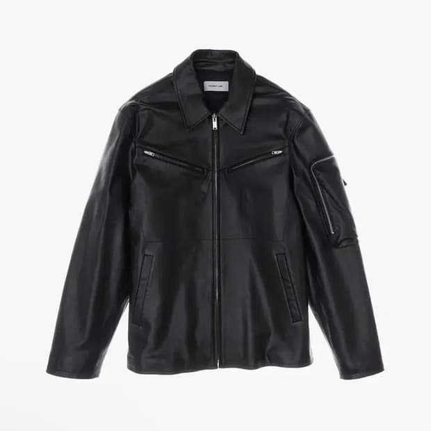 21FW 헬무트랭 집업 레더 라이더 자켓 블랙 L