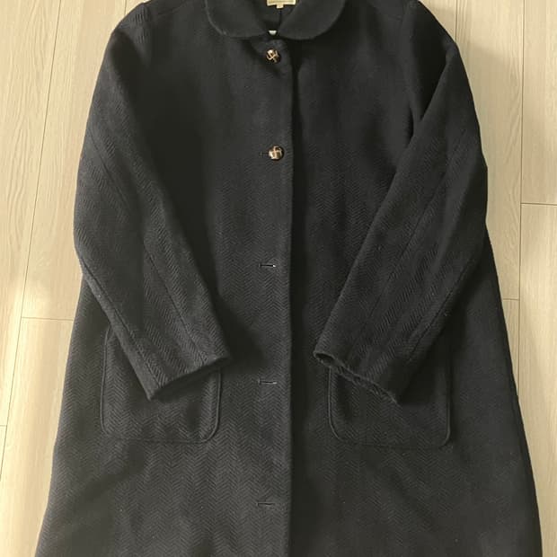 둥근 카라 코트 메론빵 단추 일본빈티지 모리걸 네이비