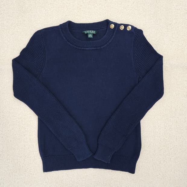 [XXS] 랄프 로렌 여성 네이비블루 숄더 모달 니트 스웨터 1027J1