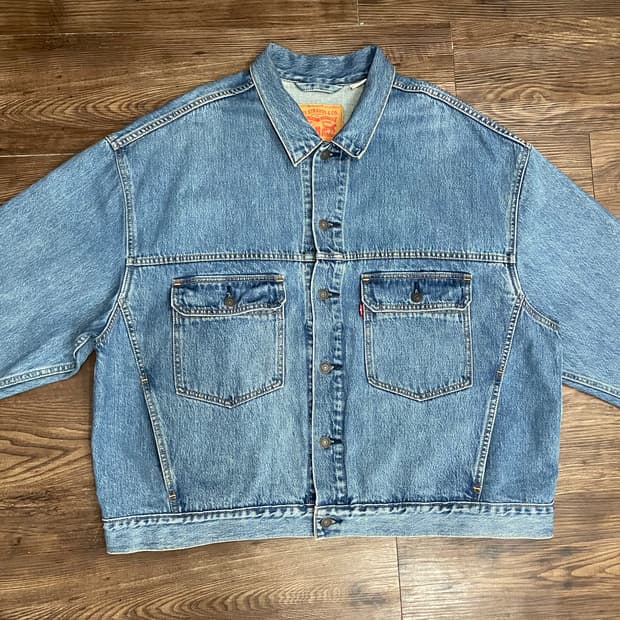 리바이스 스테이 루즈 오버핏 포켓 트러커 데님 자켓