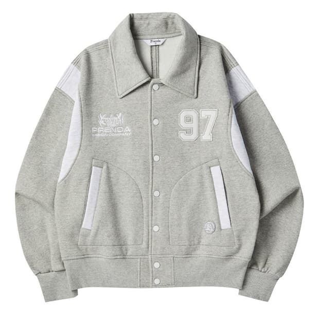 프렌다_ 스웻 바시티 자켓 그레이