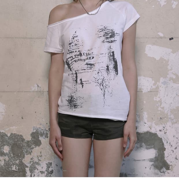 FUNKY SCOOP NECK TEE CONCH, WHITE