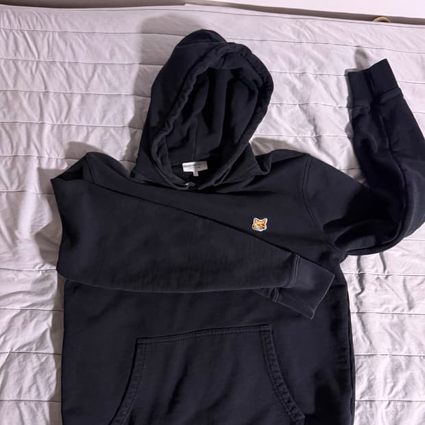 메종키츠네 블랙 후드티 M