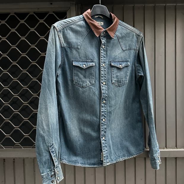 All Saints western leather denim shirts